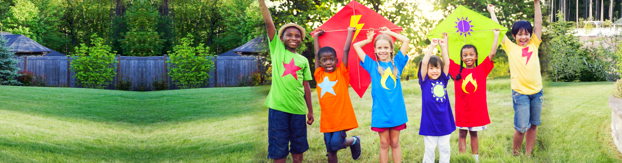 children playing kites